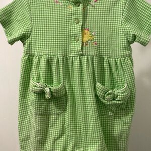 Vintage Health-Tex 12 months green gingham with spring embroidery